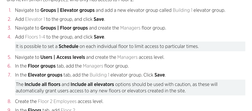 Official ICT elevator access assignment instructions
