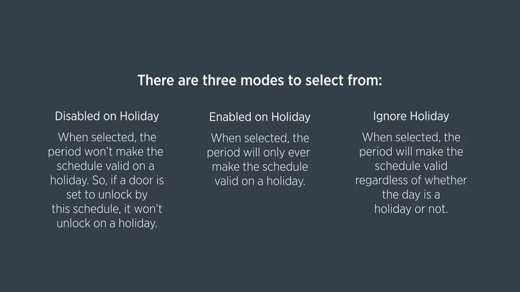Official ICT demonstration showing schedule holiday mode