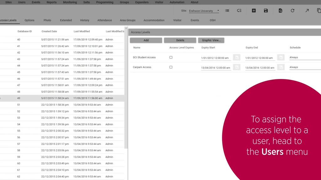 Official ICT demonstration of the Protege GX Access Levels tab