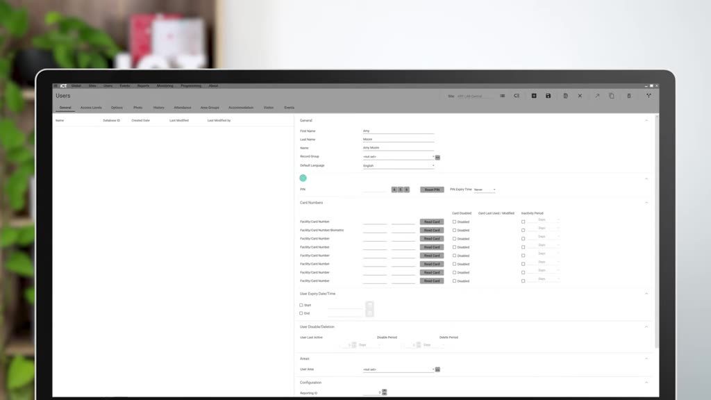 Official ICT demonstration of a Protege GX user and credential record